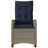 Reclining Garden Chairs 2 pcs with Cushions Grey Poly Rattan 365223