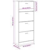 Shoe Cabinet White 63x24x147 cm Engineered Wood 342542