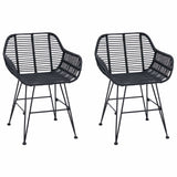 Dining Chair 2 pcs Rattan and Iron Black 55 x 50 x 74 cm 42011557