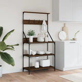 Baker's Rack with Hooks 4-Tier Brown Oak Engineered Wood 838962