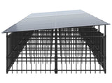 Outdoor Dog Kennel with Roof Steel 15.02 m 3124595