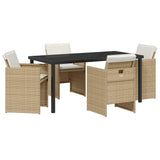 Garden Dining Set 5 pcs Beige Poly Rattan 3380607