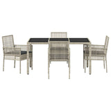 Garden Dining Set 5 pcs Light grey Poly rattan 3334897