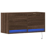 TV Wall Cabinet with LED Lights Brown Oak 80x31x35 cm 852361