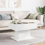 ZNTS Coffee Table with LED White 70x50x45 cm Engineered Wood 847532