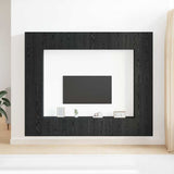 TV Cabinet Set 8 pcs Black oak Medium Engineered wood 3393472