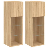 TV Cabinets with LED Lights 2 pcs Sonoma Oak 30.5x30x90 cm 837006