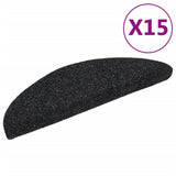 Stair Mats Self-adhesive 15 pcs 56x17x3 cm Black Half Round 132692