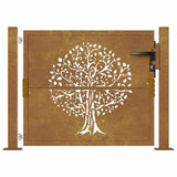 Garden Gate 100x100 cm Corten Steel Tree Design 153161