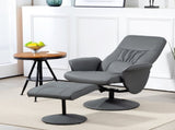 Swivel Recliner Chair with Footstool, PU Leather Armchair and Ottoman with High Back and Round Base T3398P342946