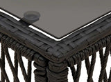 Garden Table Black 55 x 55 x 37 cm PE Rattan and Glass 42035133