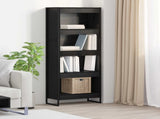 Book Cabinet Black Oak 60 x 30 x 155 cm Engineered Wood 886396