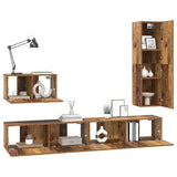 TV Cabinet Set with Drawer 4 pcs Old Wood Engineered Wood 3393327