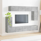 TV Cabinet Set Wall-mounted 5 pcs Concrete Grey Engineered Wood 3409090