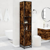 Bathroom Cabinet Smoked Oak 35x37.5x188.5 cm Engineered Wood and Metal 3300882