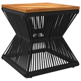 ZNTS Coffee Table with Wire Base Black 38x38x38 cm Solid Wood Acacia 365636