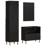 ZNTS 3 Piece Bathroom Furniture Set Black Engineered Wood 3309995