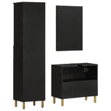 ZNTS 3 Piece Bathroom Furniture Set Black Engineered Wood 3309995