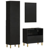 3 Piece Bathroom Furniture Set Black Engineered Wood 3309995