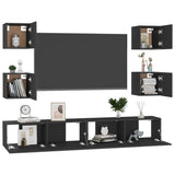 6 Piece TV Cabinet Set Black Engineered Wood 3078768