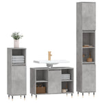 ZNTS 3 Piece Bathroom Furniture Set Concrete Grey Engineered Wood 3190295
