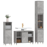 ZNTS 3 Piece Bathroom Furniture Set Concrete Grey Engineered Wood 3190295