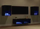 TV Wall Cabinets Wall-mounted 4 pcs Black Oak Engineered Wood 3402916