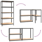 5-Layer Heavy-duty Shelves 2 pcs Grey Steel&Engineered Wood 3154204