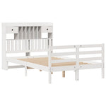 ZNTS Bookcase Bed without Mattress White 120x190 cm Small Double Solid Wood Pine 3321927