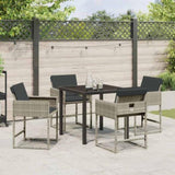 Garden Dining Set with Cushion 5 pcs Light Grey Poly Rattan 3380024
