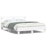 Bed Frame White Engineered wood Double 150x200 cm Bed Frame 3207539