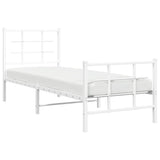 Metal Bed Frame without Mattress with Footboard White 75x190cm 355618