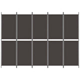 5-Panel Room Divider Brown 250x180 cm Fabric 350219