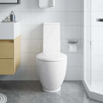 WC Ceramic Toilet Bathroom Round Toilet Bottom Water Flow White 3059888