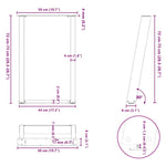 ZNTS vidXL Dining Table Legs U-Shaped 2 pcs White 50x cm Steel 4012785