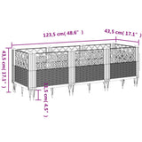 Garden Planter with Pegs Black 123.5x43.5x43.5 cm PP 368017