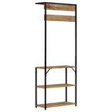 Coat Rack with Shoe Storage 68x30x182 cm Solid Rough Mango Wood 372737