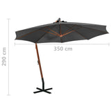 Hanging Garden Parasol Anthracite Solid Fir Wood Large 313768