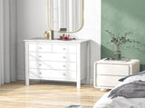 Modern Chest of Drawers, 5 Drawer Storage Cabinet with Metal Handles and Runners for Bedroom, White T3398P344211