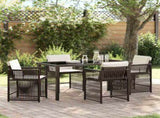 Garden Dining Set 5 pcs Brown Poly Rattan 3380782