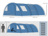 5-6 Man Camping Tent with 2 Room, Floor and Carry Bag - Blue T3398P348997