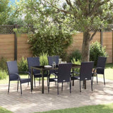 Garden Dining Set 7 pcs Black Powder-Coated Steel 3379405