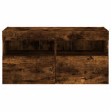 TV Wall Cabinet with LED Lights Smoked Oak 80x30x40 cm 837205