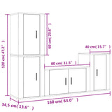 4 Piece TV Cabinet Set Concrete Grey Engineered Wood 3188610