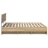 Bed Frame Sonoma Oak 200 x 200 cm Engineered Wood 3408818