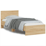 Bed Frame without Mattress with LED Lights Sonoma Oak 90x200 cm 838808