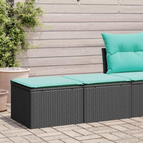 ZNTS 2 Piece Garden Sofa Set with Cushions Black Poly Rattan Acacia 3328680