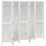 Room Divider 5 Panels White Solid Wood Paulownia 358677