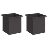 Garden Planter with LED 2 pcs Black 40 x 40 x 40 cm Steel 8008127