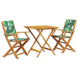 3 Piece Bistro Set Leaf Pattern Fabric and Solid Wood 3281884
